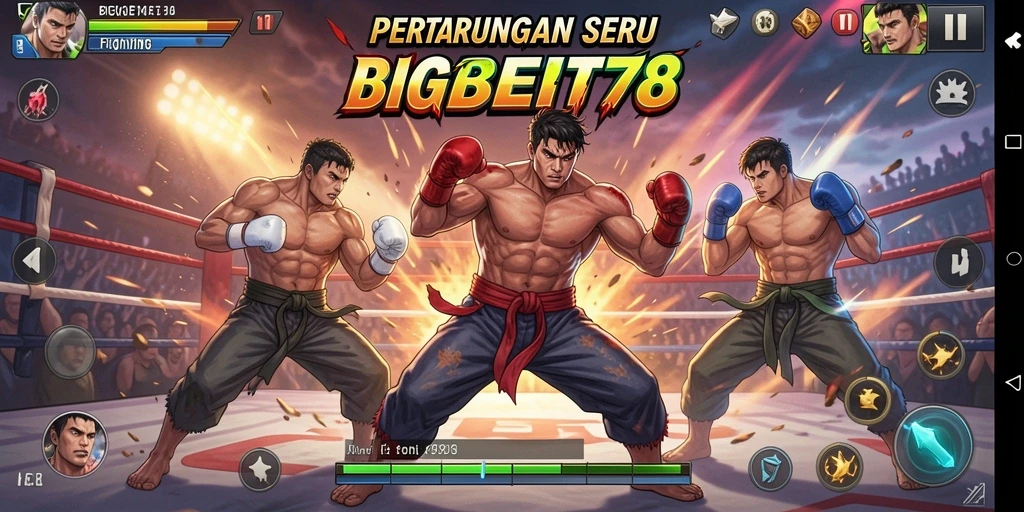 Screenshot BIGBET78 menampilkan pertarungan intens antar karakter yang menarik.