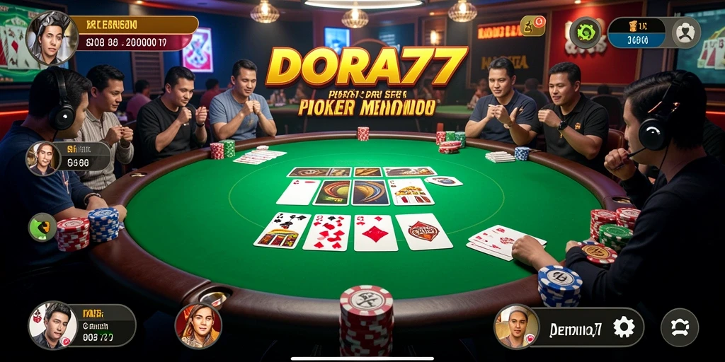 Tampilan gameplay Poker yang seru dan interaktif di DORA77.