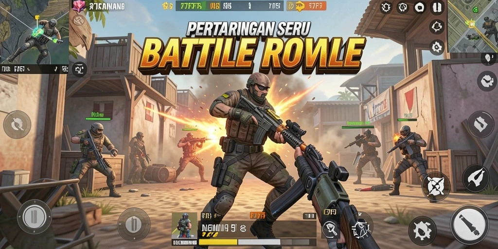 Tampilan seru pertempuran di game Battle Royale F7F7.