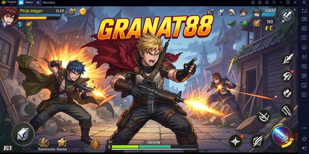 Tangkapan layar GRANAT88 menampilkan karakter anime dalam aksi seru.