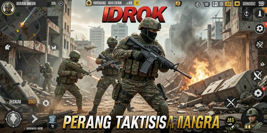 Screenshot gameplay IDROK menampilkan aksi seru dalam pertempuran FPS.
