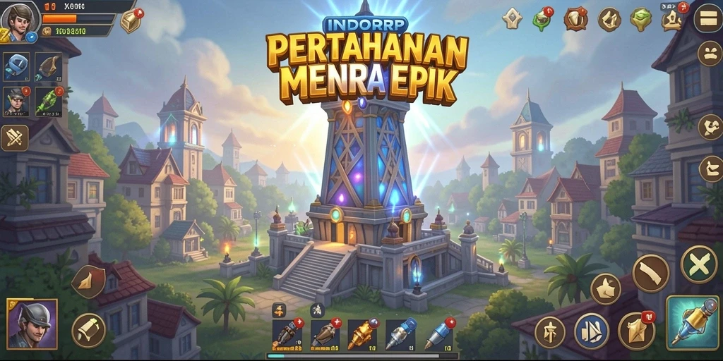Tampilan gameplay menarik dari INDORP dalam pertahanan menara.