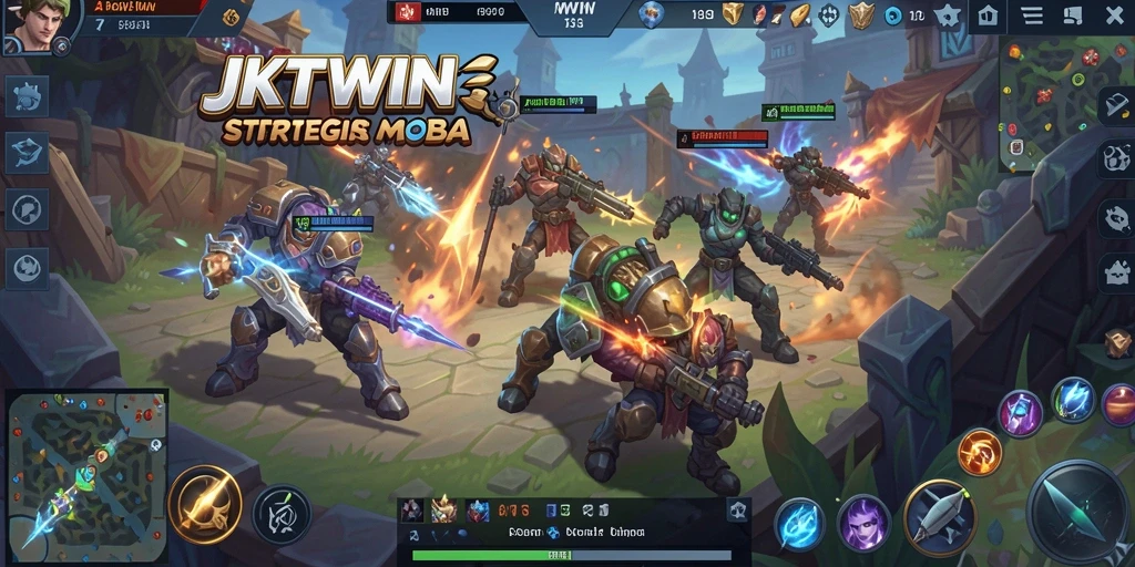 Tangkapan layar utama JKTWIN yang menampilkan pertempuran di arena.