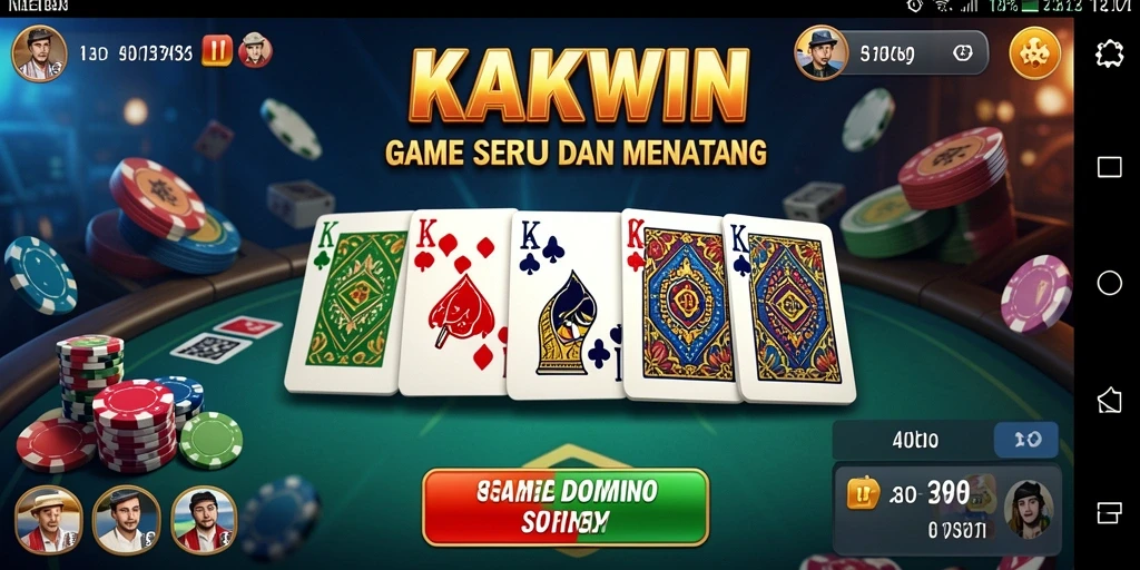 Tampilan gameplay seru dalam KAKWIN yang menampilkan aksi permainan domino.