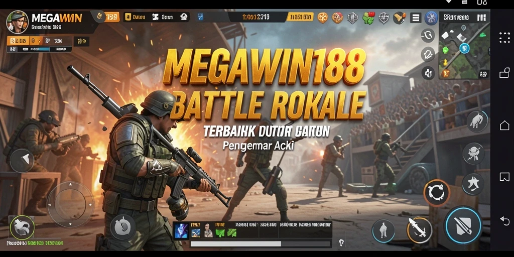 Screenshot MEGAWIN188 menampilkan aksi Battle Royale yang intens dan mendebarkan.