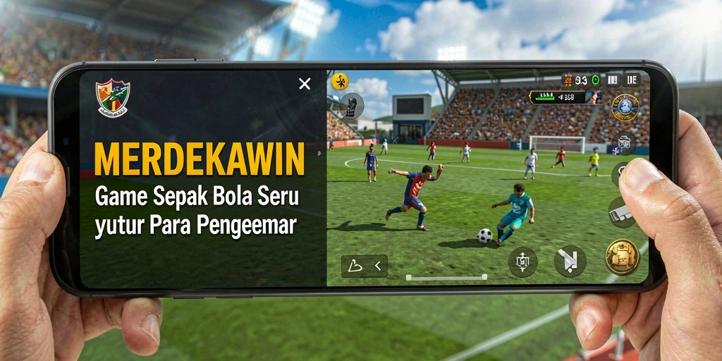 Tampilan gameplay yang mendebarkan di lapangan sepak bola.