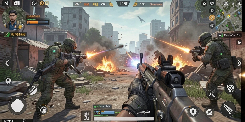 Gameplay MZ356 menampilkan aksi pertempuran yang intens.