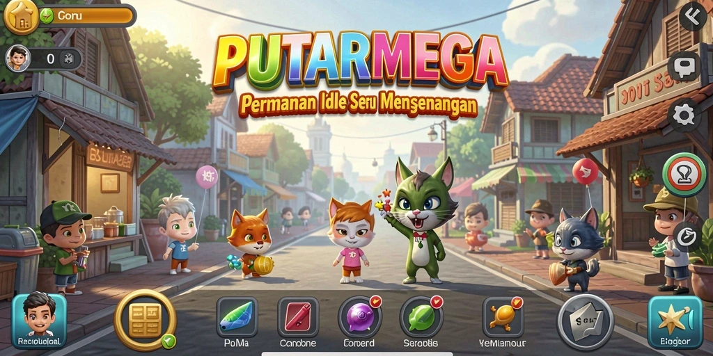 Gameplay PUTARMEGA menunjukkan karakter dan mekanisme Idle yang menarik.