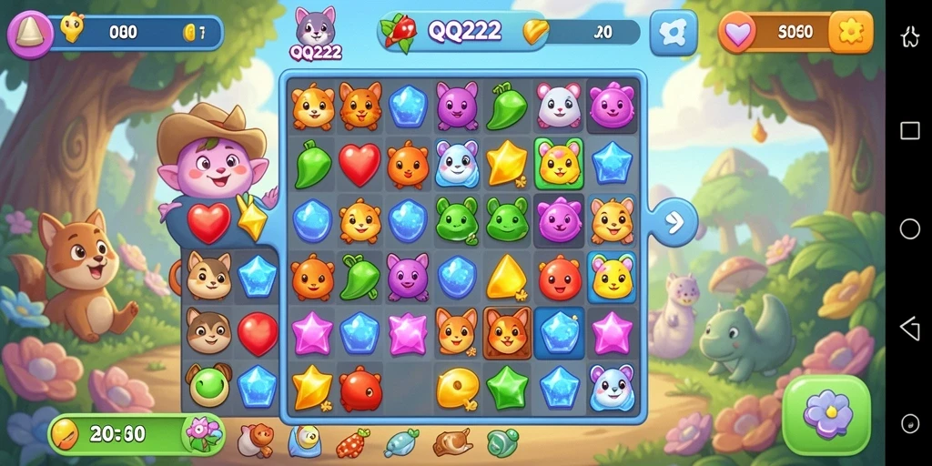 Tampilan gameplay unik dan penuh warna dari QQ222.
