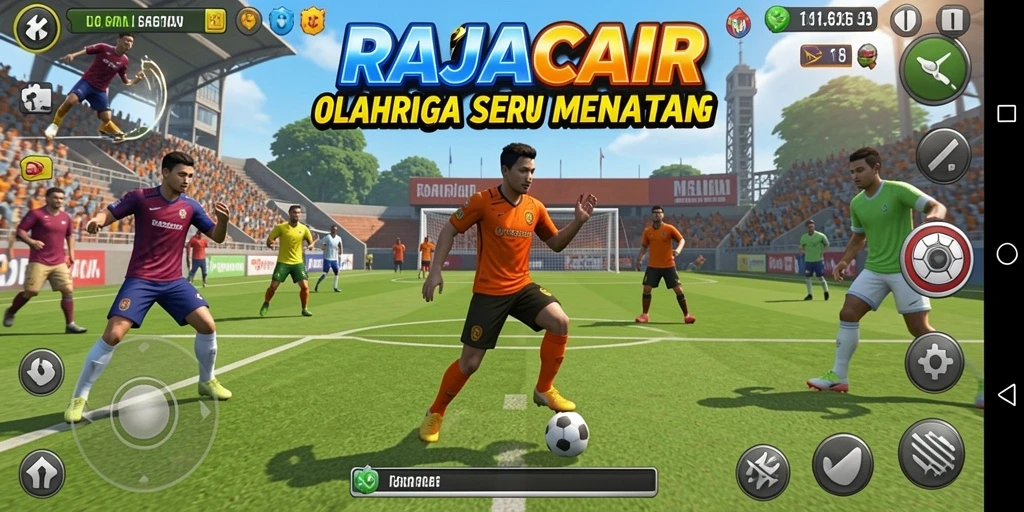 Tampilan gameplay RAJACAIR yang dinamis dan menarik di arena olahraga.