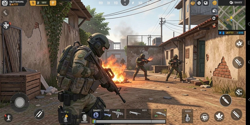 Screenshot utama SIA777 menampilkan aksi intens dan grafik berkualitas tinggi dalam gameplay TPS.