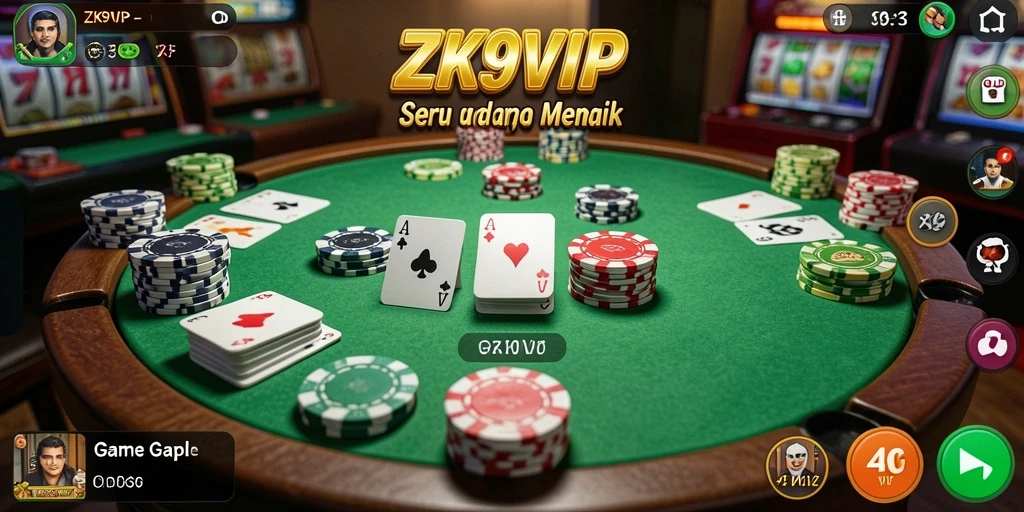 Screenshot gameplay ZK9VIP yang menampilkan suasana permainan Gaple.